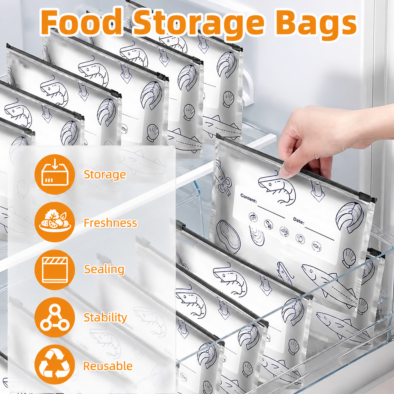 Reusable Foil Zip Lock Vacuum Food Storage Bags – Keep Food Fresh Longer